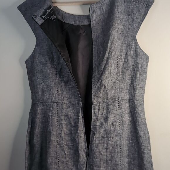 Mercer & Madison Blue Marled 💯 Linen Sheath Dress Size Medium Us 8 - Picture 5 of 7